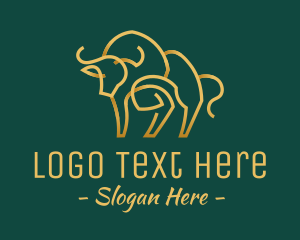 Taurus - Golden Ox Monoline logo design