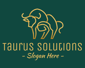 Taurus - Golden Ox Monoline logo design