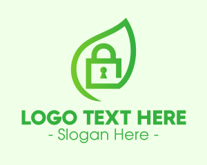 Eco - Green Leaf Padlock logo design