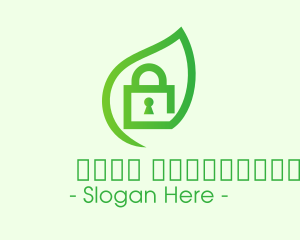 Keyhole - Green Leaf Padlock logo design