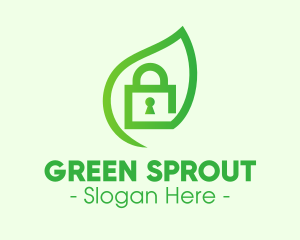 Green Leaf Padlock logo design