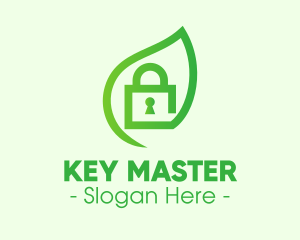 Unlock - Green Leaf Padlock logo design