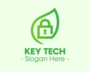 Green Leaf Padlock logo design