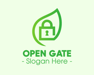 Unlocked - Green Leaf Padlock logo design