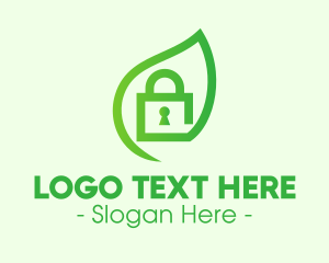 Environmental - Green Leaf Padlock logo design