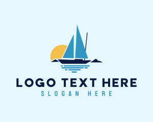 Sailing - Sunset Sailboat Ocean logo design