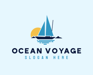 Sunset Sailboat Ocean logo design