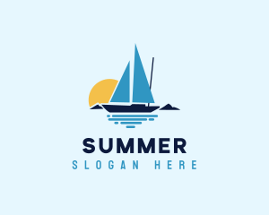 Sunset Sailboat Ocean logo design