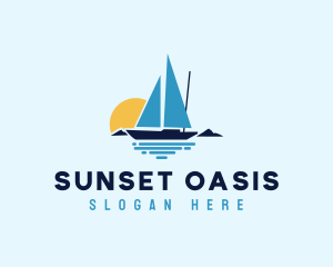 Sunset Sailboat Ocean logo design