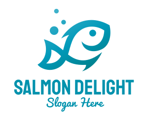 Salmon - Marine Fish Hook logo design