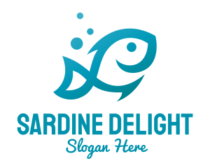 Sardine - Marine Fish Hook logo design