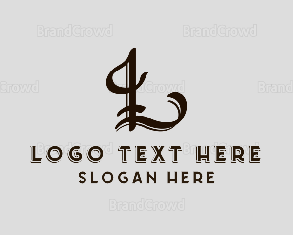 Gothic Tattoo Letter L Logo