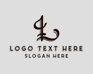 Gothic Tattoo Letter L  Logo