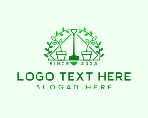 Eco - Shovel Plant Garden logo design