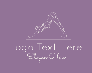 Line - Downward Dog Yoga Pose logo design