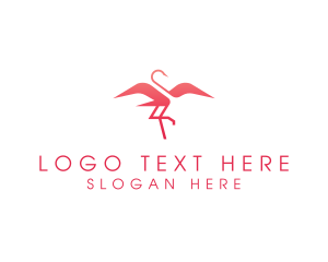 Wings - Pink Yoga Flamingo logo design