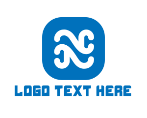 Social Network - Curvy Letter N App logo design