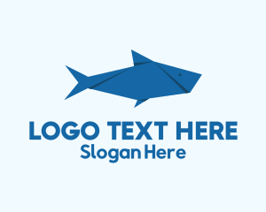 Sea Creature - Blue Aquatic Fish Origami logo design