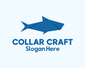 Blue Aquatic Fish Origami logo design