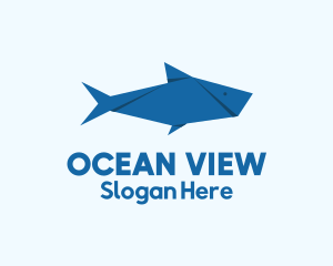 Blue Aquatic Fish Origami logo design