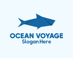 Blue Aquatic Fish Origami logo design