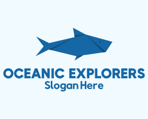 Marine Biology - Blue Aquatic Fish Origami logo design