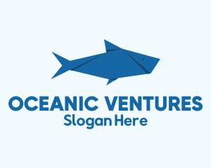 Blue Aquatic Fish Origami logo design