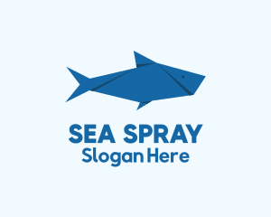 Blue Aquatic Fish Origami logo design