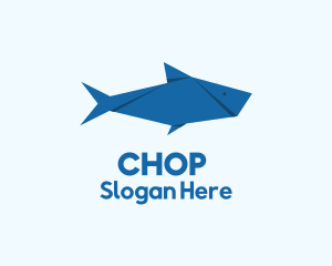 Sea Creature - Blue Aquatic Fish Origami logo design