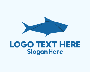 Marine Biology - Blue Aquatic Fish Origami logo design