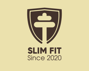 Fitness Dumbbell Shield logo design