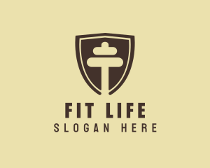 Fitness Dumbbell Shield logo design