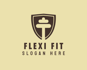 Fitness Dumbbell Shield logo design