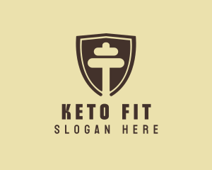 Fitness Dumbbell Shield logo design