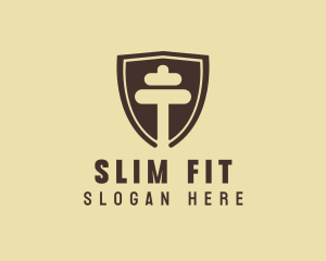 Fitness Dumbbell Shield logo design