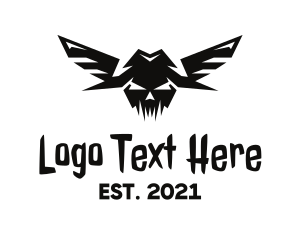 Aggressive - Scary Flying Skull logo design