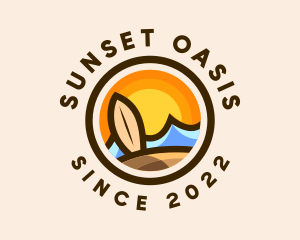 Sunset Surfing Beach Resort logo design