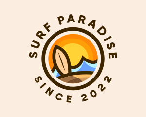 Sunset Surfing Beach Resort logo design