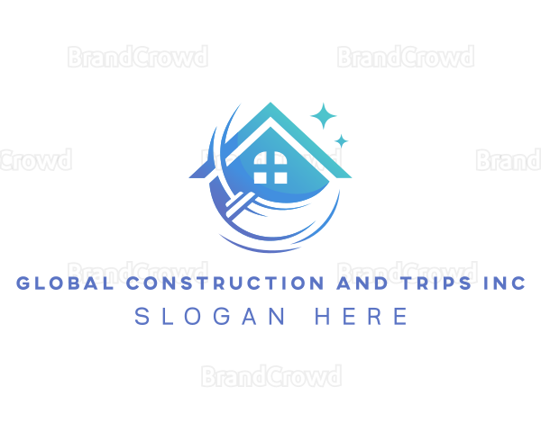 Broom House Cleaning Logo