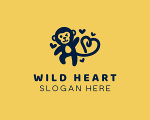 Monkey Wink Heart logo design