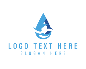 Purified - Water Droplet Letter A logo design