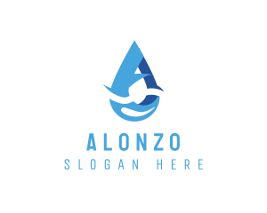 Water Droplet Letter A logo design