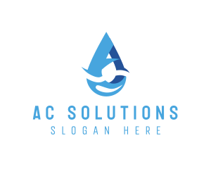 Water Droplet Letter A logo design