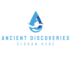 Water Droplet Letter A logo design