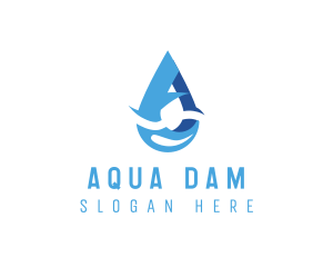 Water Droplet Letter A logo design