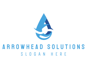 Water Droplet Letter A logo design