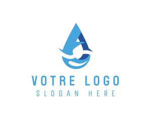 Water Reserve - Water Droplet Letter A logo design