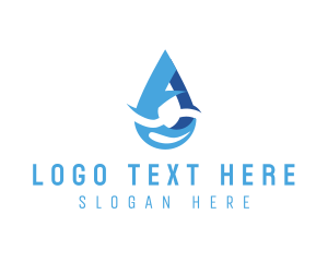 Drinking Water - Water Droplet Letter A logo design