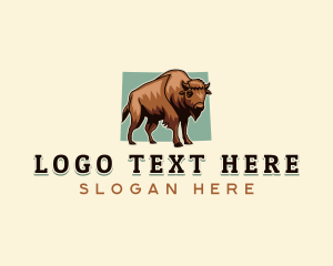 State Animal - Wyoming Bison Horn logo design