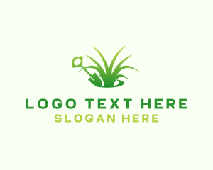 Lawn Care - Grass Shovel Gardening logo design
